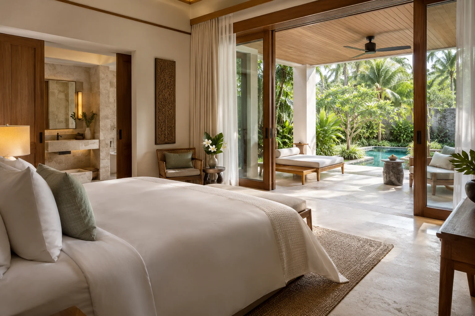 Private Suite mit Terrasse und Pool in einer tropischen Villa